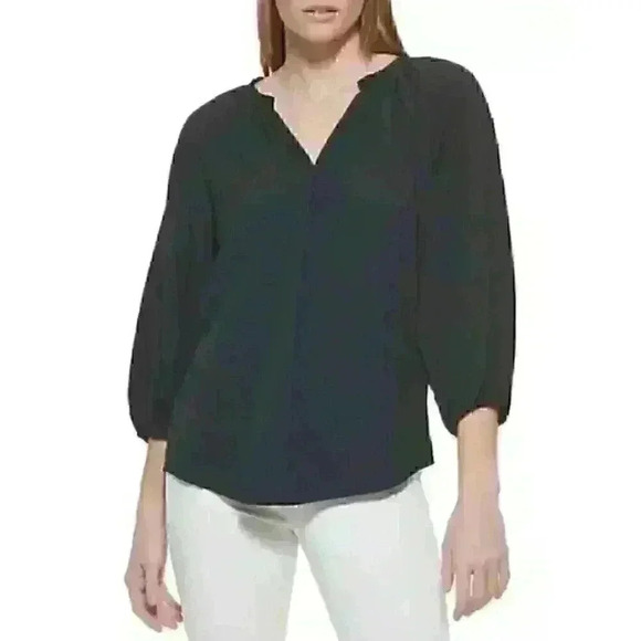 Calvin Klein Tops - NEW! Calvin Klein Women’s S Split Neck Gauze Blouse NWT $79.50